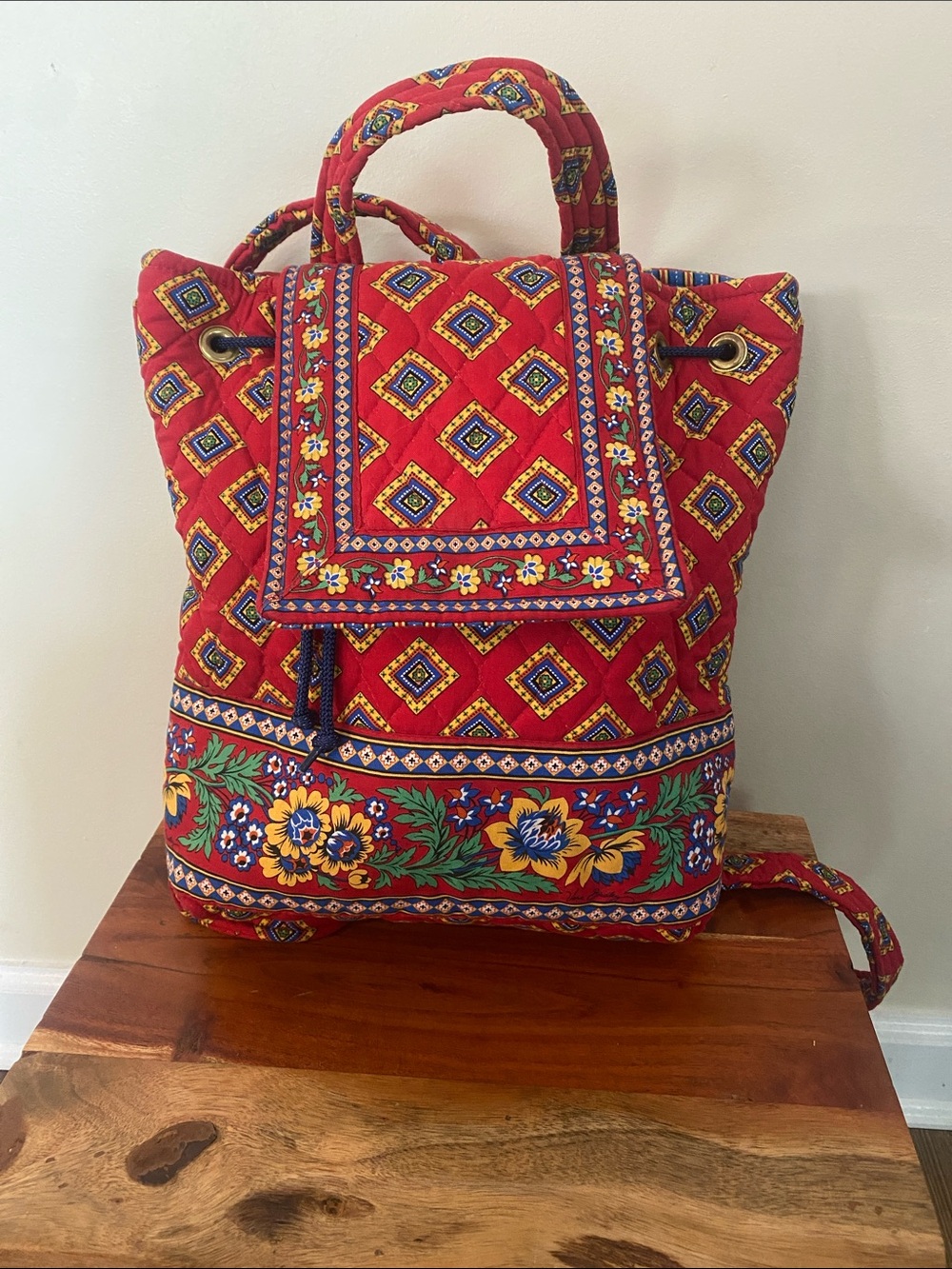 Vintage Vera Bradley Rare Retired Villa Red Mimi Backpack.